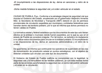 Permisos provisionales no son válidos en Puebla